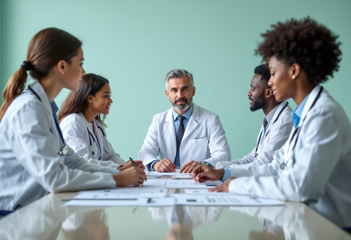 image of a team meeting (for a medical clinic)
